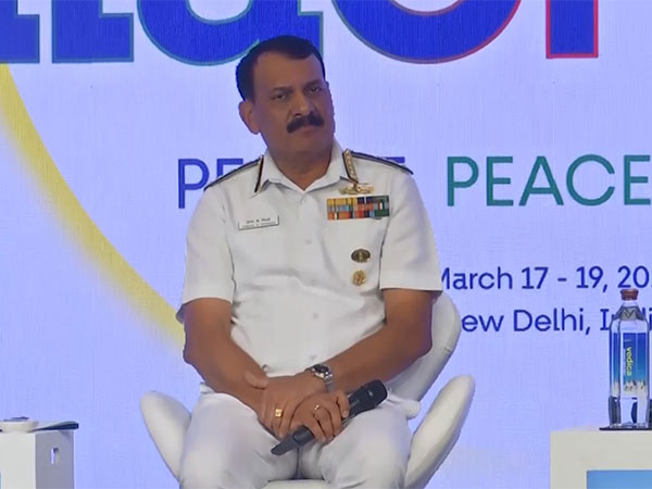 Admiral Dinesh Tripathi discusses the Indian Navy’s sustainability efforts at Raisina Dialogue 2025. (Photo: ANI)
