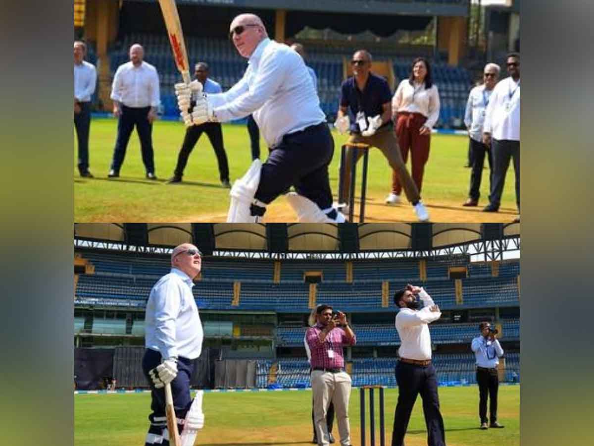 Christopher Luxon in action against Ajaz Patel. (Photo- christopherluxon Instagram)