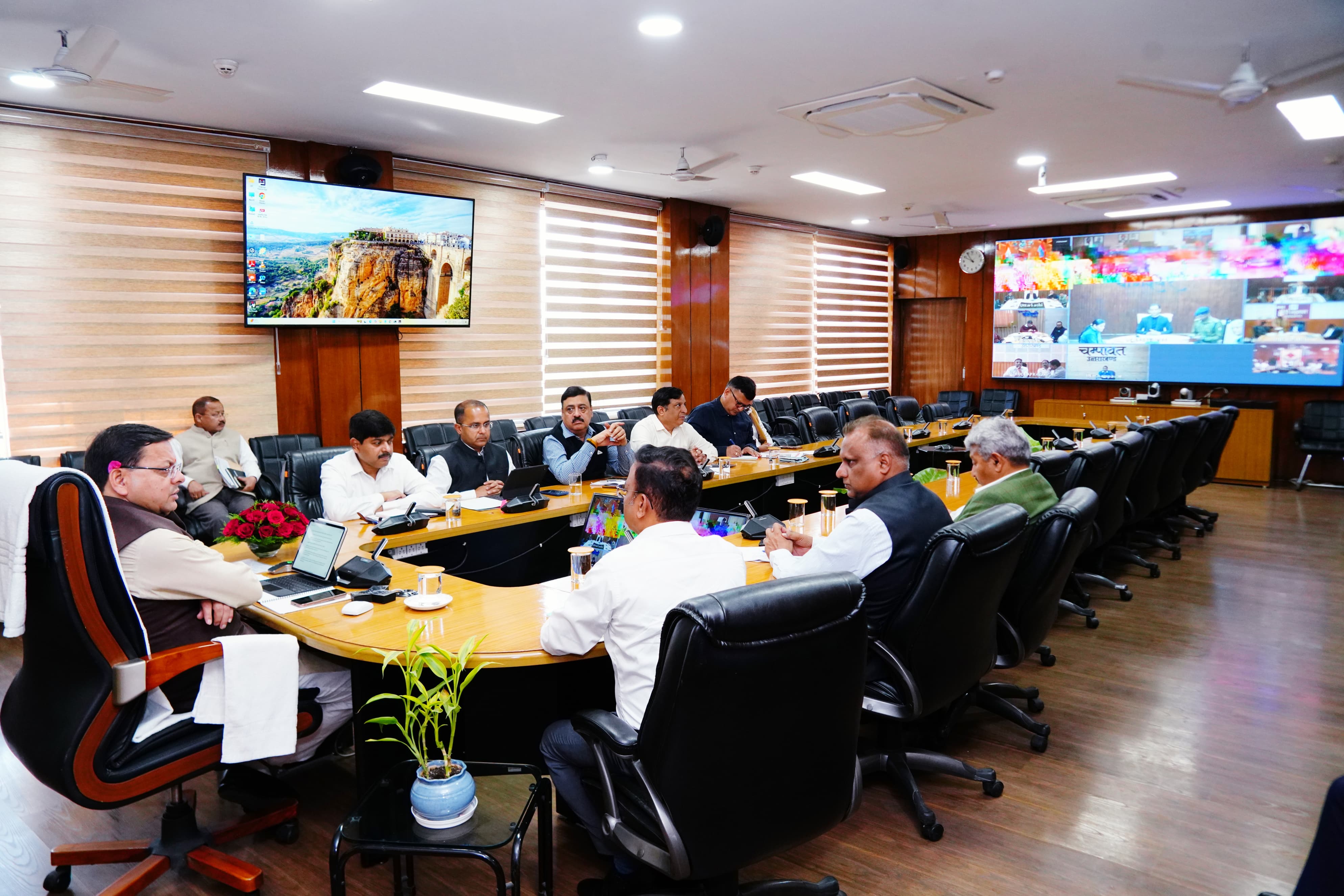 Uttarakhand Chief Minister Pushkar Singh Dhami, during a high-level meeting (Photo/Uttarakhand govt)