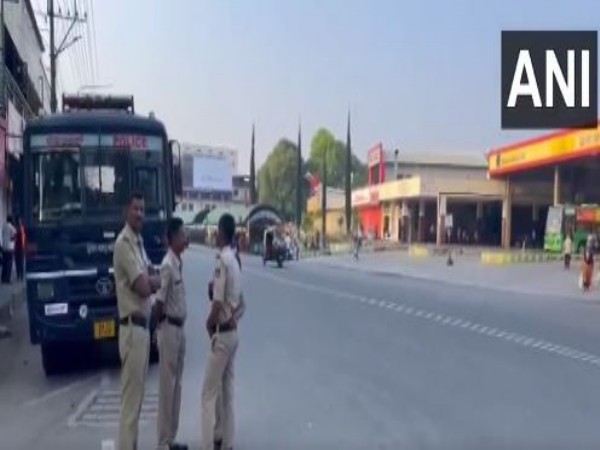 Police personnel deployed in Hassan (Photo/ANI)