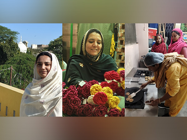 From left to right: Shumayila against a monument in Nizamuddin Basti; Seema with her craft; Saiba (centre) supervising in the kitchen (Photo: ANI)