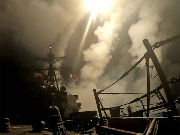 A ship fires missiles at an undisclosed location (Photo/Reuters)