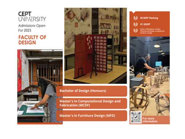 Faculty of Design at CEPT University Invites Applications to UG and PG Programs 2025