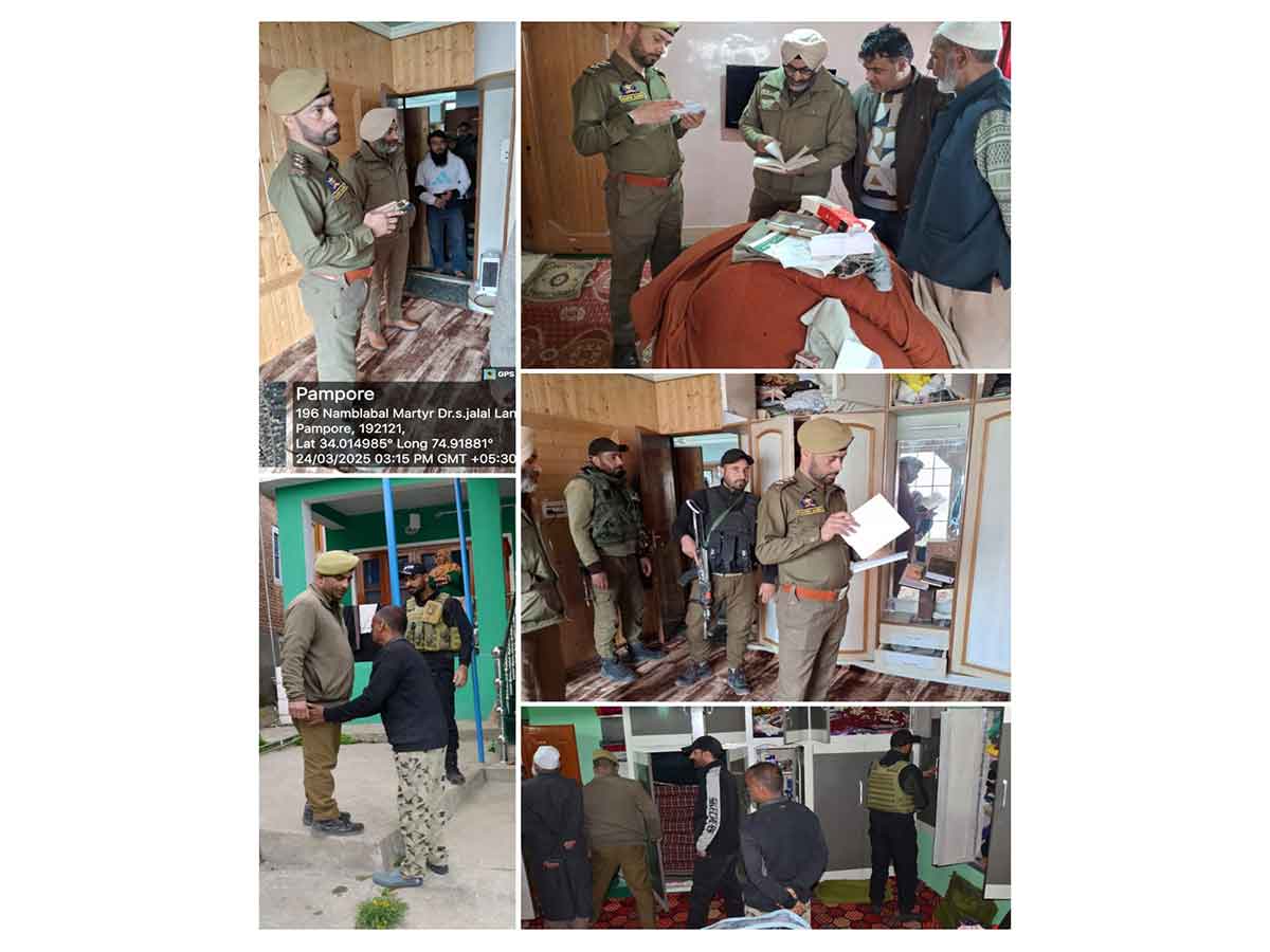 Visuals during the Police raid (Photo: District Police Awantipora/X)