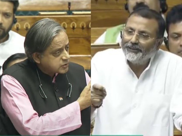 Congress MP Shashi Tharoor and BJP MP Nishikant Dubey (Photo/ANI)