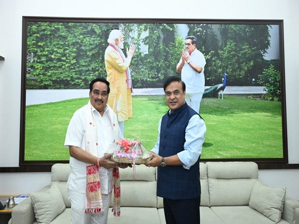 Assam CM Himanta Biswa Sarma & Union Minister for Jal Shakti, CR Paatil (Photo/ANI)