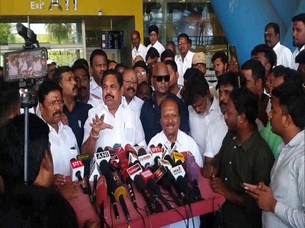 AIADMK leader Edappadi K Palaniswami speaking to the media after returning from Delhi. (Photo/ANI)