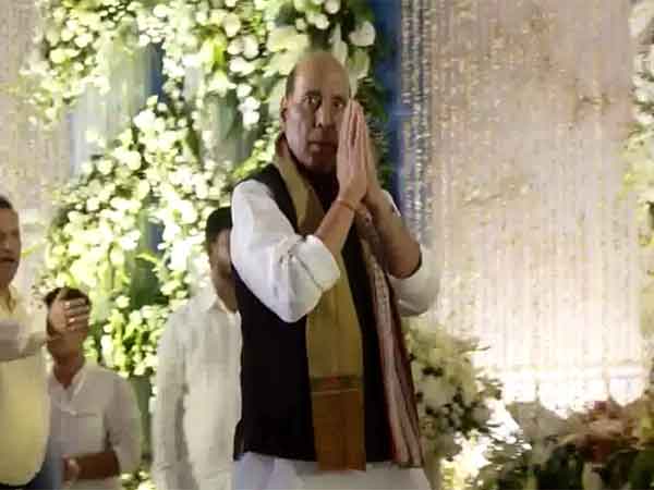 Defence Minister Rajnath Singh pays tribute to former Union Minister Debendra Pradhan (Photo/ANI) 