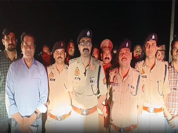 Auraiya SP Abhijeet R Shankar with other police officials (Photo: ANI) 