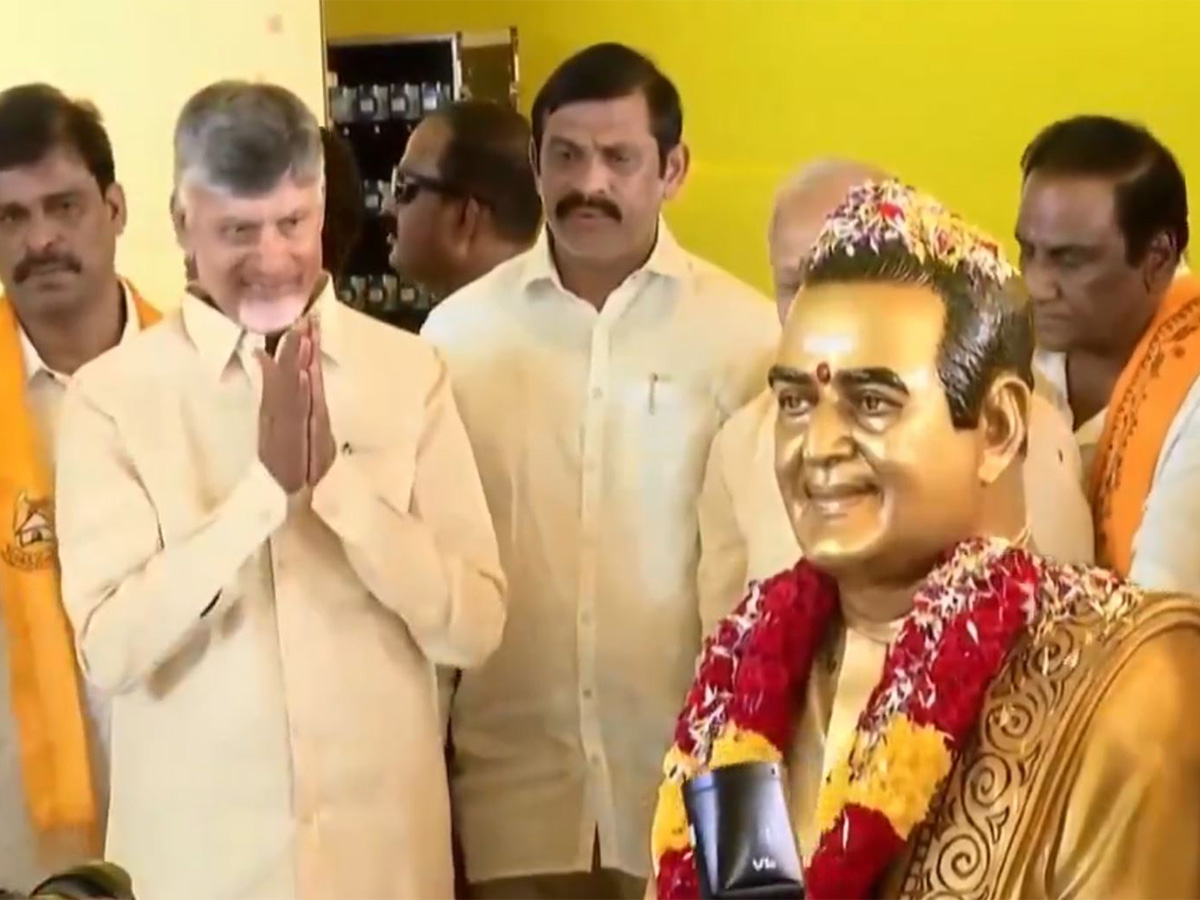 Andhra Pradesh CM Chandrababu Naidu at 43rd foundation day of TDP (Photo/ANI)