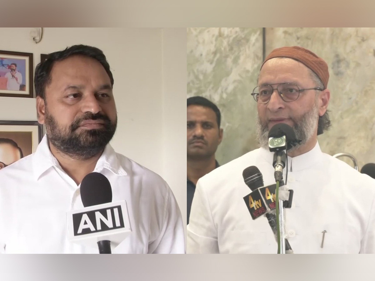 TPCC General Secretary Addanki Dayakar and AIMIM chief Asaduddin Owaisi (Photo/ANI)