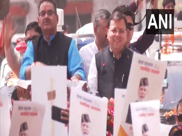 Pushkar Singh Dhami holds roadshow in Dehradun (Photo: ANI)