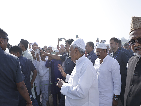 Bihar CM Nitish Kumar at Gandhi Maidan celebrating Eid (Photo/ANI) 