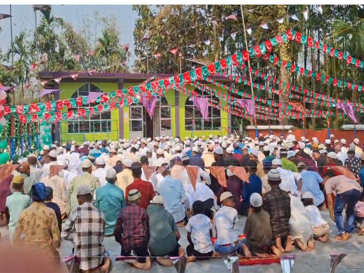 Devotees offer namaz on occasion of Eid in Meghalaya (Photo/ANI)