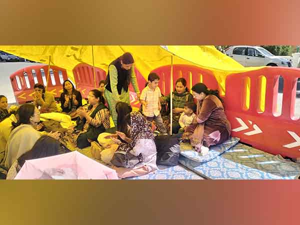 Vocational teachers protest in Himachal's Shimla. (Photo/ANI)