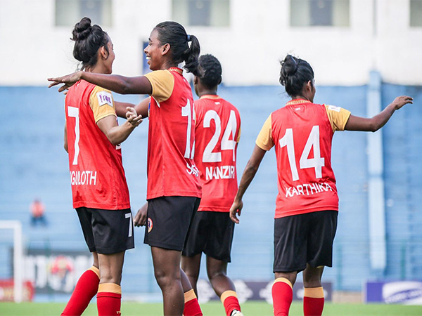 East Bengal celebrate after winning against HOPS FC (Image: AIFF media)