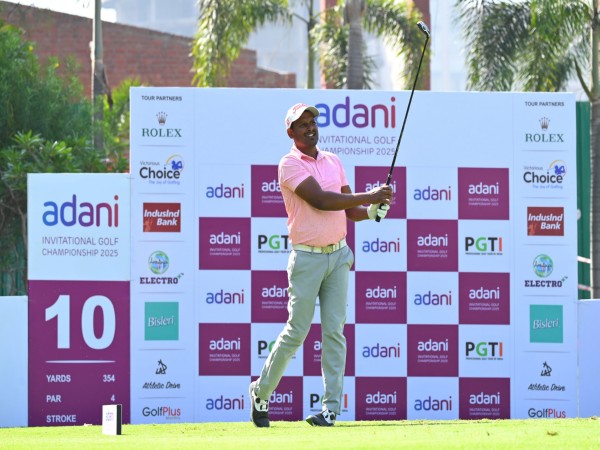 Sri Lanka golfer N Thangaraja in action during round one of Adani Invitational Golf Championship 2025 (Image: PGTI)