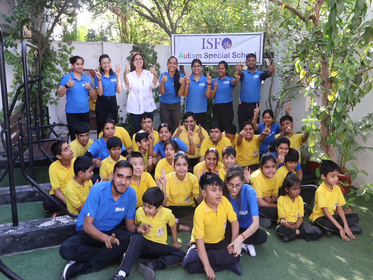 World Autism Awareness Day: Founder-Director of ISF Bobby Ramani with her school children (Photo/ ANI)