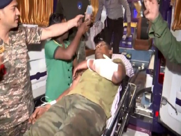 Injured security personnel being taken to hospital (Photo/ANI)