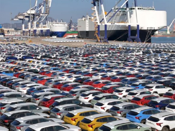 Cars to be exported sit at a terminal in the port of Yantai, Shandong province, China (File Image/Reuters)