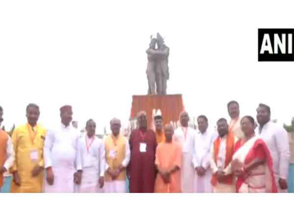 Uttar Pradesh CM Yogi Adityanath participates in birth anniversary celebrations of the Nishad king Guhya (Photo/ANI)