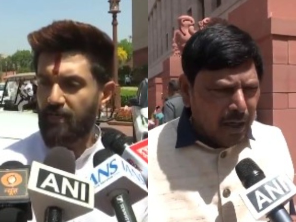Chirag Paswan, Lok Janshakti Party president; and Ramdas Athawale, Republic Party of India president (Photo/ANI)