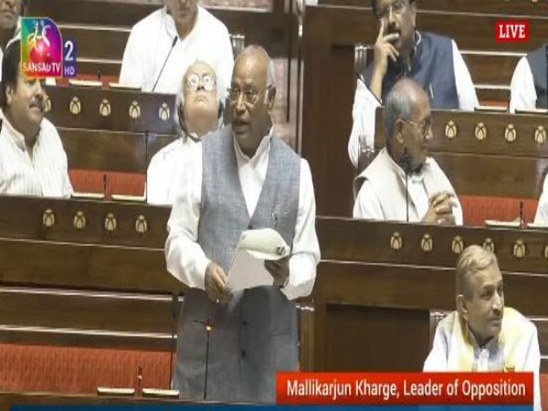 Congress chief Mallikarjun Kharge (Photo/Sansad TV)