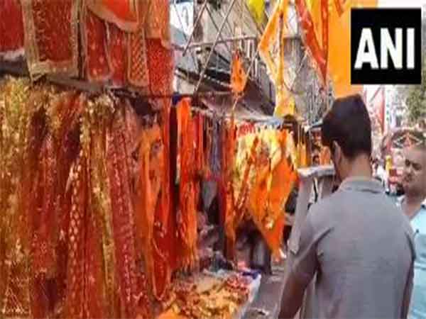 Markets and shops deck up with flags and posters in Kolkata ahead of Ram Navami (Photo/ANI)