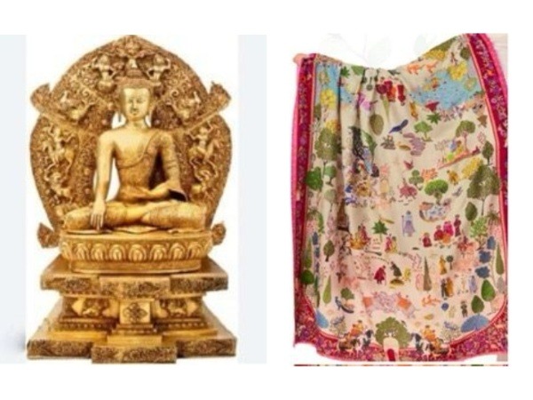 PM Narendra Modi gifts brass statue of Sarnath Buddha to Thailand's King, brocade silk shawl to Queen (Photo/ANI)