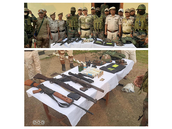Recovered arms and ammunition (Photo/X@manipur_police) 