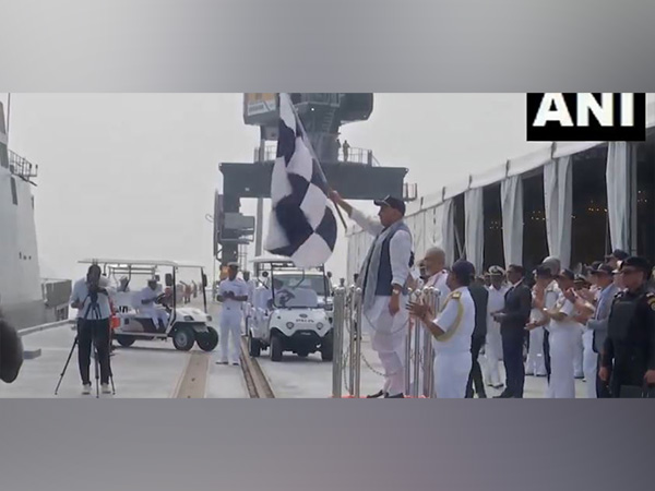 Defence Minister Rajnath Singh flags-off INS Sunayna as Indian Ocean Ship SAGAR from Karwar (Photo/ X@@rajnathsingh)