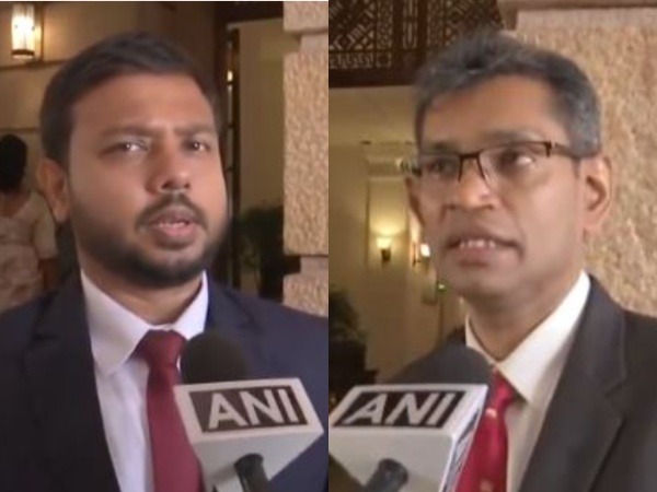 Sri Lanka's Deputy Minister of Foreign Affairs Arun Hemachandra and Secretary, Ministry of Digital Economy Waruna Sri Dhanapala (Photo/ANI)