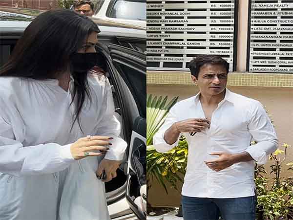 Jacqueline Fernandez and Sonu Sood at funeral (Image source: ANI)