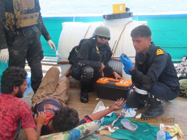 INS Trikand provides critical medical assistance to Pakistani crew member in Central Arabian Sea (Photo/ANI)