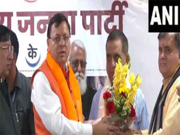 Uttarakhand CM Pushkar Singh Dhami on Sunday participates in the BJP Foundation Day celebrations in Dehradun (Photo/ANI) 