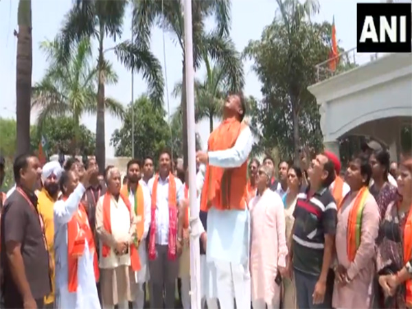Chhattisgarh CM Vishnu Deo Sai hoists BJP flag on Foundation Day (Photo/ANI)