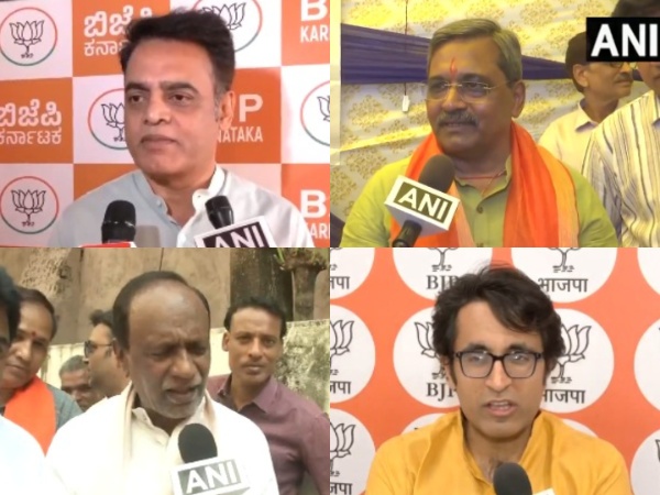 CN Ashwath Narayan, Satish Upadhyay, K Laxman and Pradeep Bhandari (Photos/ANI)