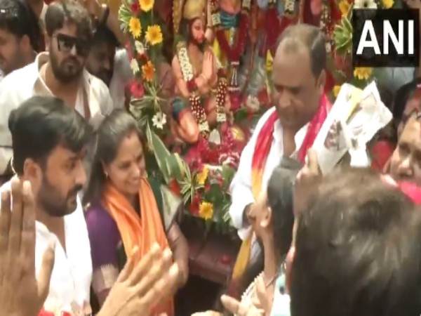 BRS MLC K Kavitha joins Ram Navami celebrations in Hyderabad (Photo/ANI)