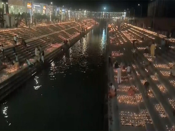 Ayodhya glows with divine light as over 2.5 lakh lamps lit on Ram Navami. (Photo/ANI)