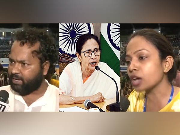 Teacher Suman Biswas, West Bengal Chief Minister Mamata Banerjee and Teacher Meenakshi Singh (Photo/ANI)