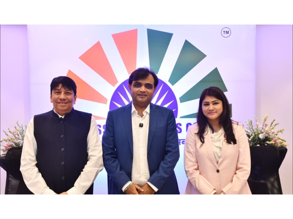 Addressing the press conference for Business Visionaries of India (L-R): Sanjay Shah, Govind Verma, and Pooja Jain discuss BVI’s growth strategy, legal roadmap, and investor outlook.