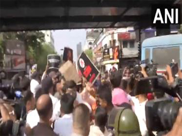 BJYM protests in Kolkata. (Photo/ANI)