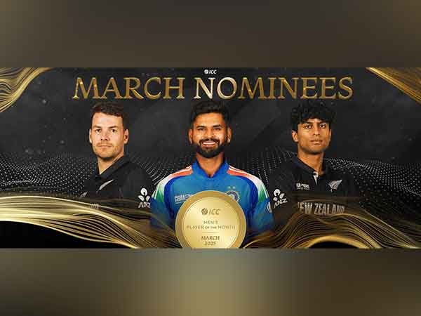 Jacob Duffy, Shreyas Iyer and Rachin Ravindra. (Photo- ICC website)