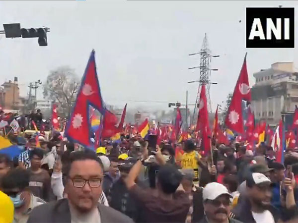 RPP supporters rally in Kathmandu demanding restoration of monarchy. (Photo: ANI)