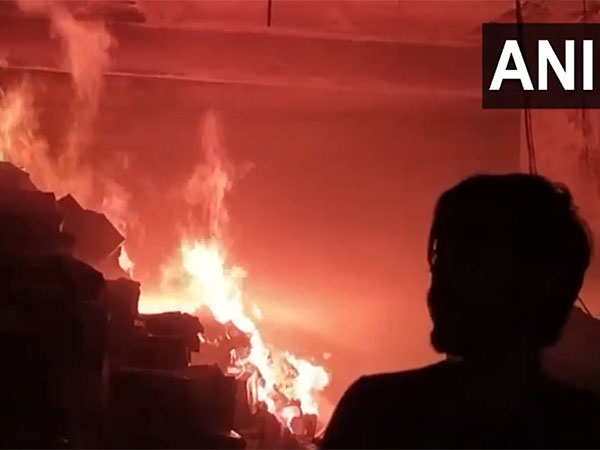 Fire breaks out at a warehouse in Morena (Photo/ANI)