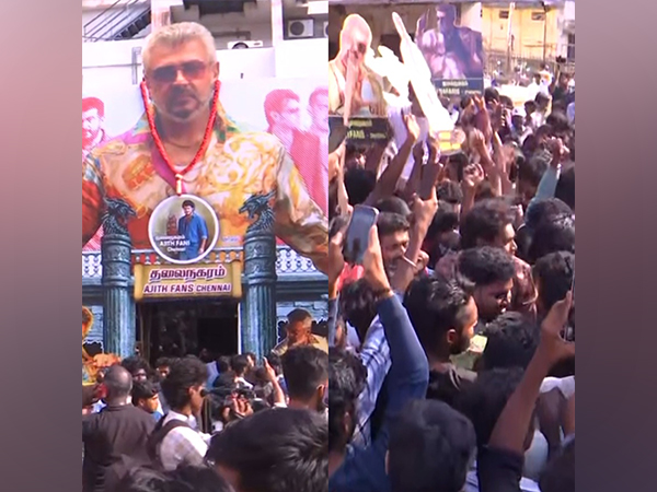 Ajith Fans celeberating Good Bad Ugly Release (Photo: ANI)
