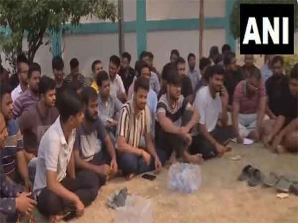 Students protesting at IGIMS campus. (Photo/ ANI) 