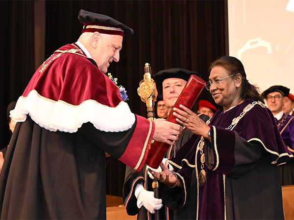 President Murmu conferred with Doctorate Honoris Causa by Constantine the Philosopher University in Slovakia. (Photo/X@rashtrapatibhvn)