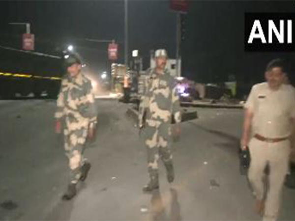 Security forces patrol torched vehicle site in Jangipur after Waqf Act protest (Photo/ANI) 
