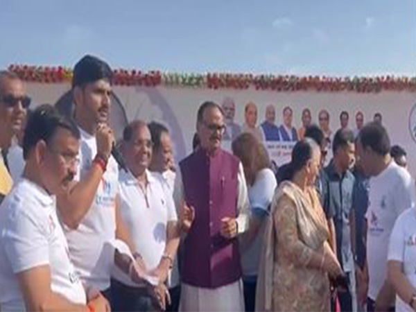 Uttar Pradesh Dy CM Brajesh Pathak participates in Ambedkar marathon (Photo/ANI) 
